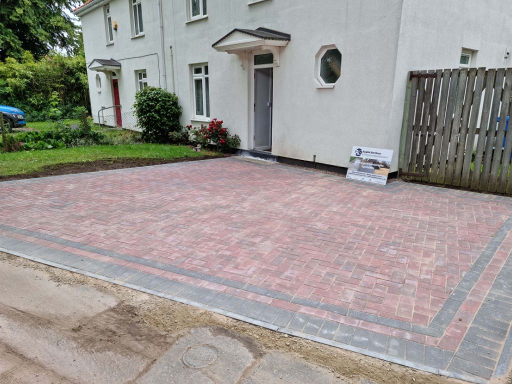 This is a newly installed block paved drive installed by Downham Market Driveways