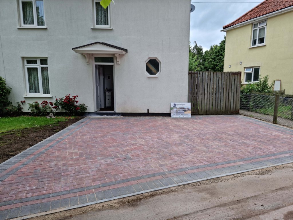 This is a newly installed block paved drive installed by Downham Market Driveways