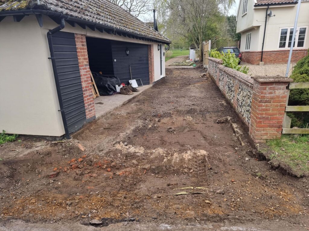 This is a tarmac driveway that is in the process of being dug out and installed by Downham Market Driveways